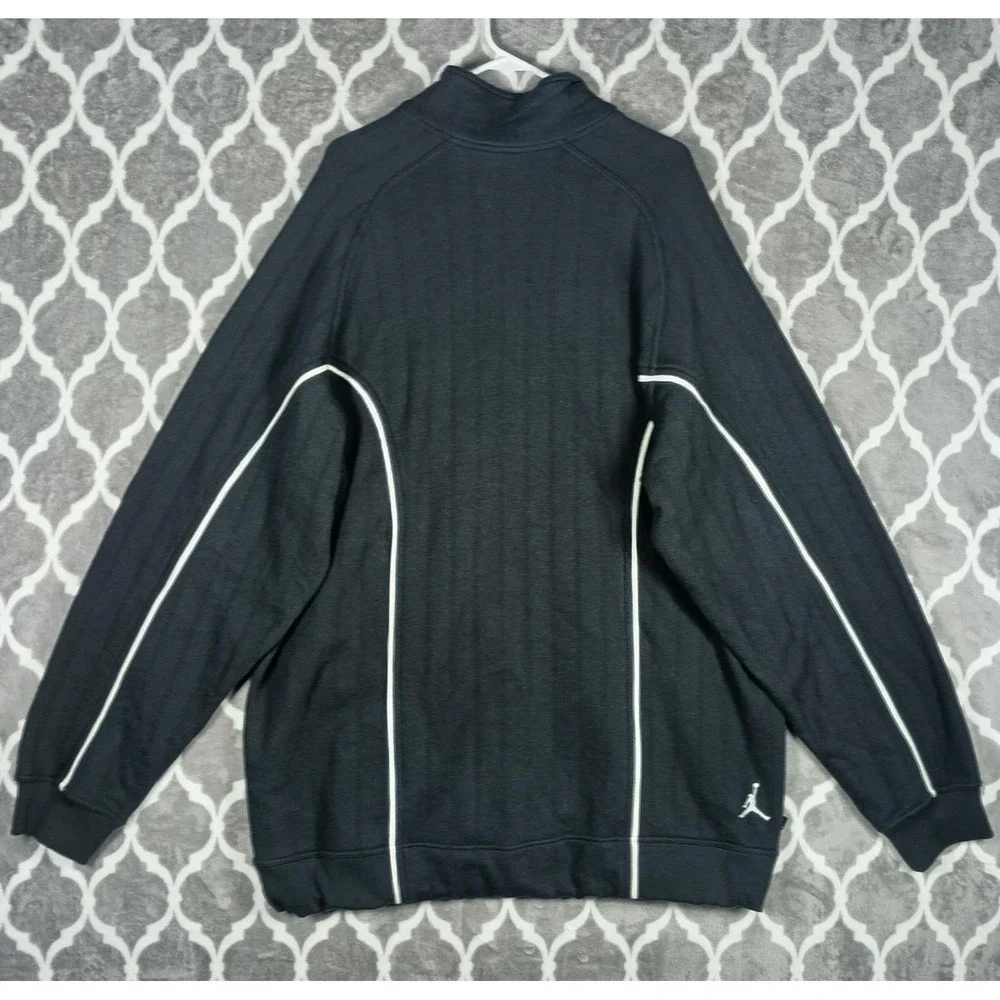 Jordan Track Jacket Men 2XL Black Jumpman Logo White Piping Mock Neck  Full Zip